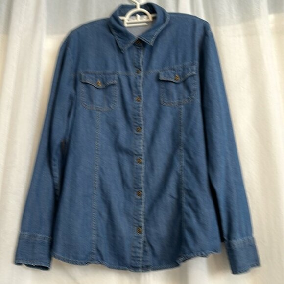 Riders by Lee womens denim, long sleeve Button Down Shirt Size L - Picture 1 of 2